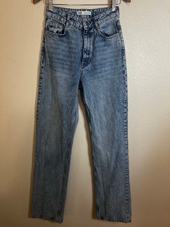Zara Denim - Zara blue high rise straight leg long jeans 4 inseam 34.5”